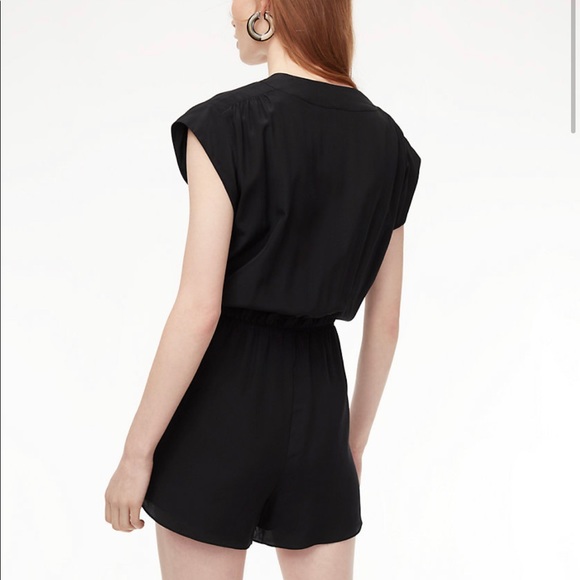 Aritzia Babaton Corbett Silk Romper - Silver/White Color - Picture 7 of 10